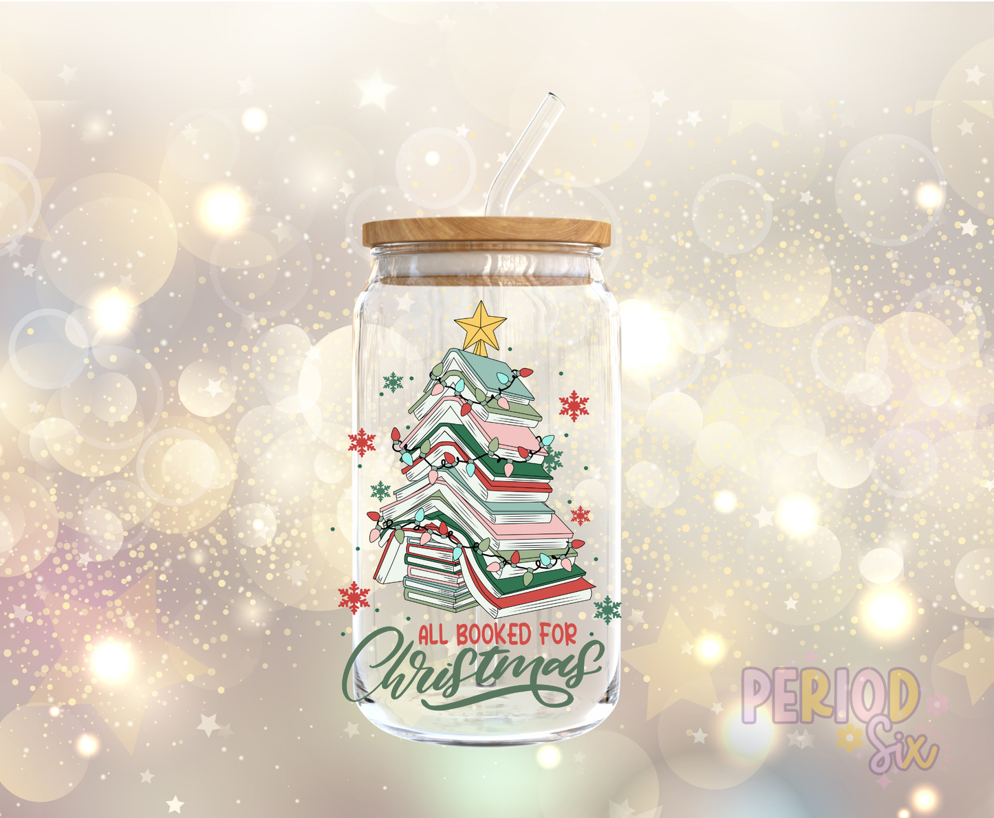 All Booked for Christmas (Book Tree) UV DTF Decal