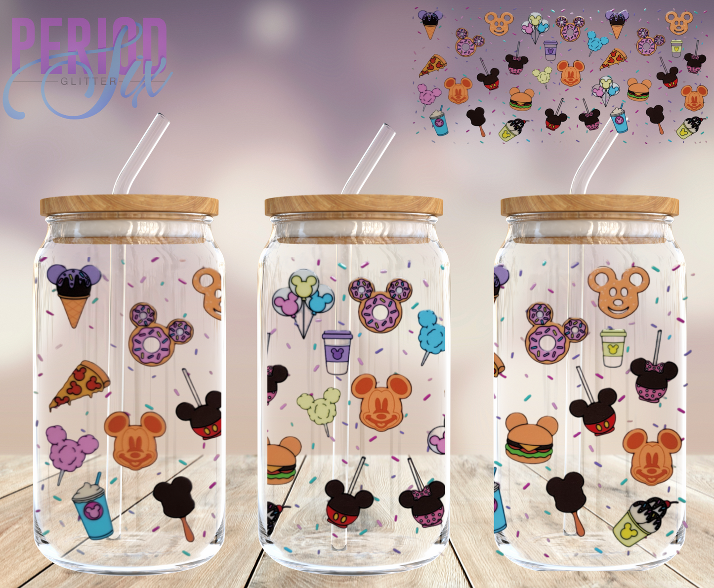 Magical Animated Snacks with Confetti UV DTF Wrap