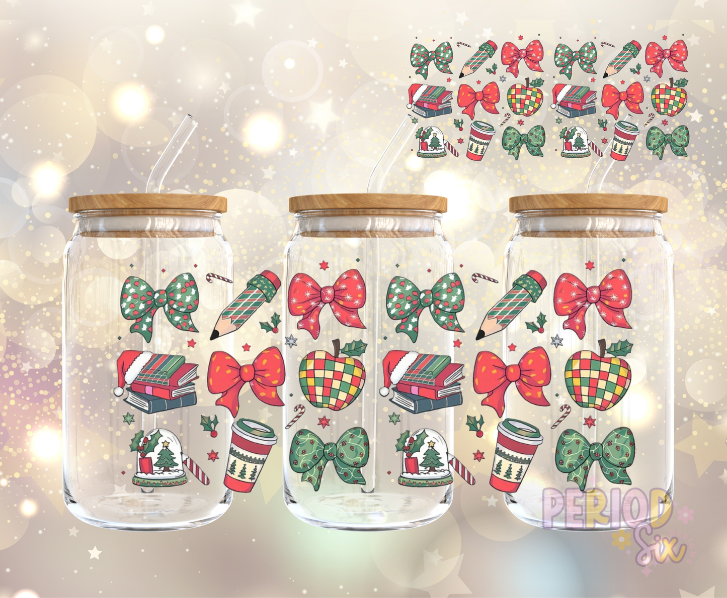 Holiday Teacher Coquette UV DTF Cup Wrap