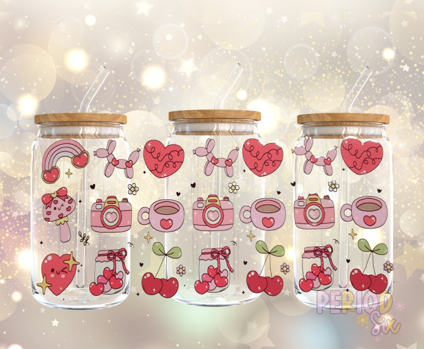 Cute Doodles Valentines UV DTF Cup Wrap