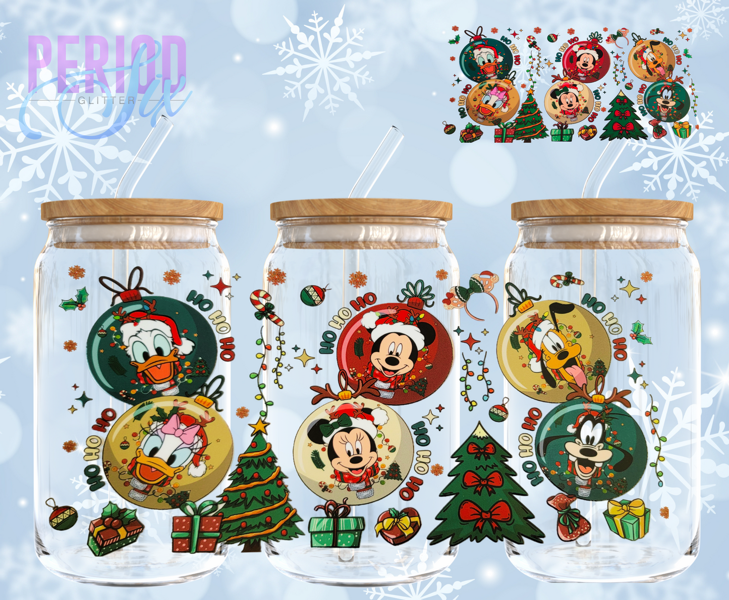 Disney Super Six Christmas Bulbs UV DTF Wrap