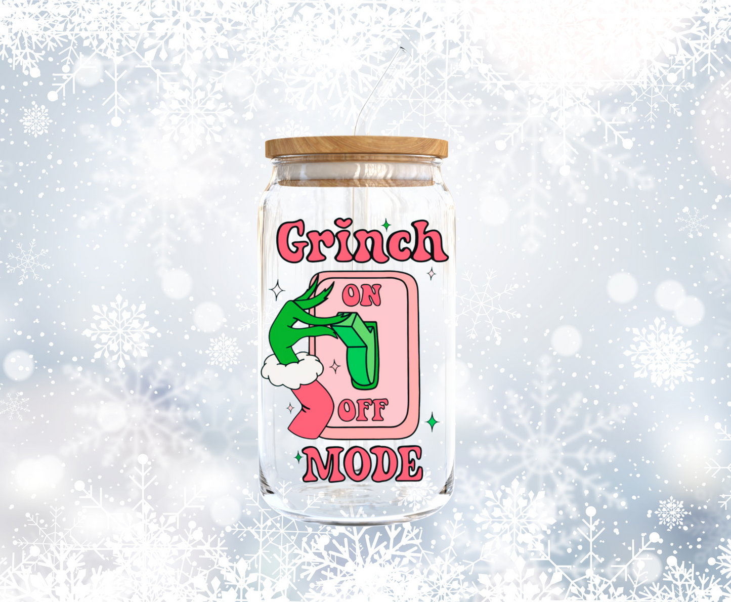 Grinch Mode Red-Pink UV DTF Decal