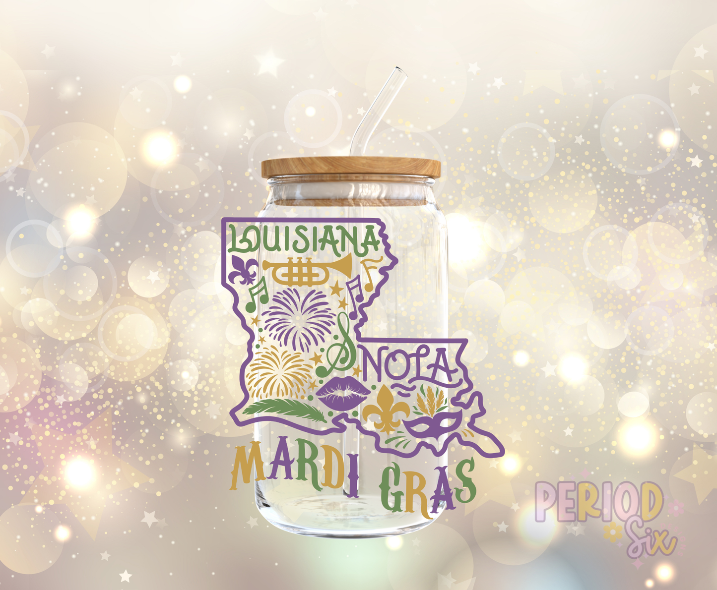 Louisiana Mardi Gras UV DTF Decal