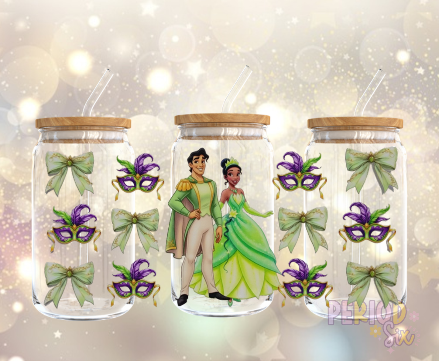 Tiana Mardi Gras UV DTF Cup Wrap