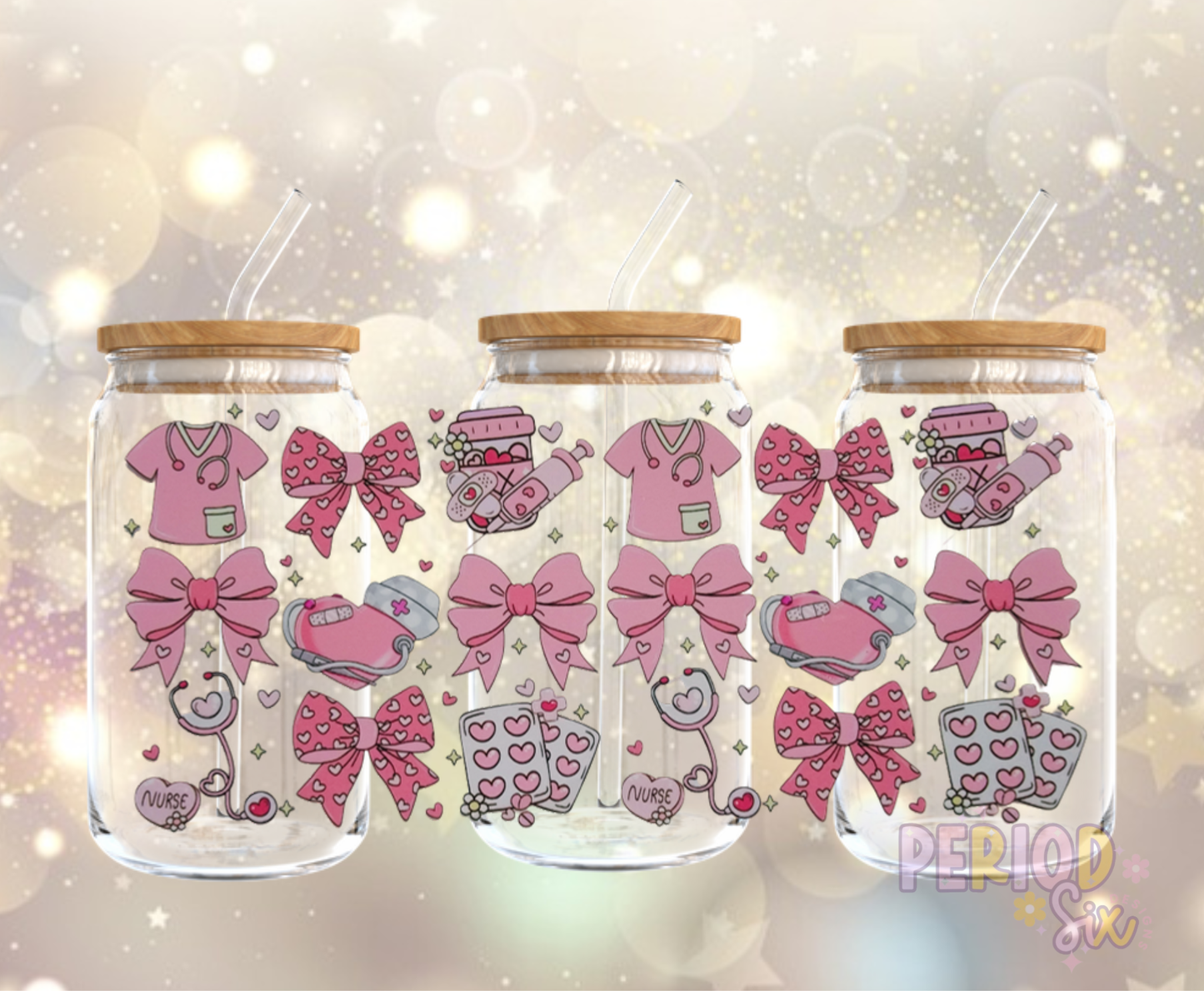 Cute Nurse Valentines UV DTF Cup Wrap