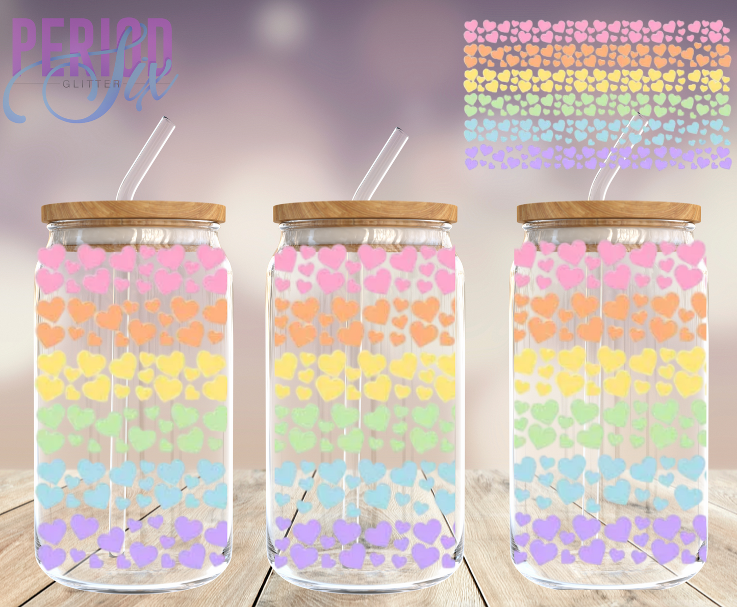 Ombre Pastel Hearts UV DTF Wrap
