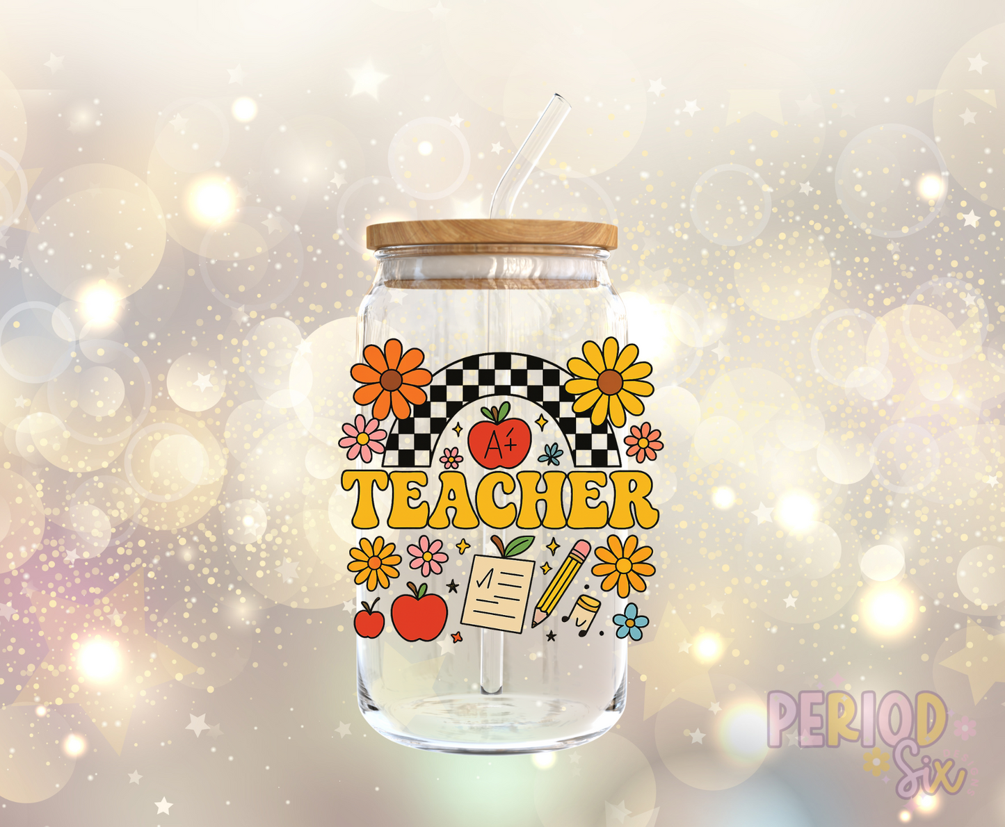 Teacher Checkerboard Collage UV DTF Decal
