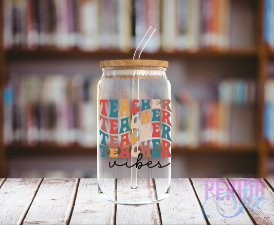 Teacher Vibes (Groovy) UV DTF Decal