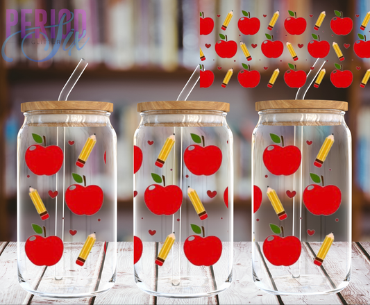 Apples and Pencils UV DTF Wrap