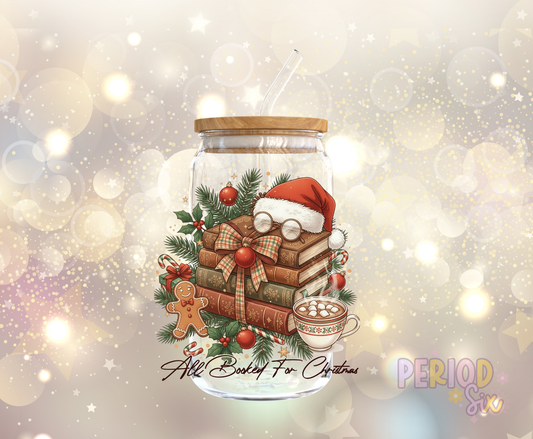 All Booked for Christmas (Book Stack) UV DTF Decal