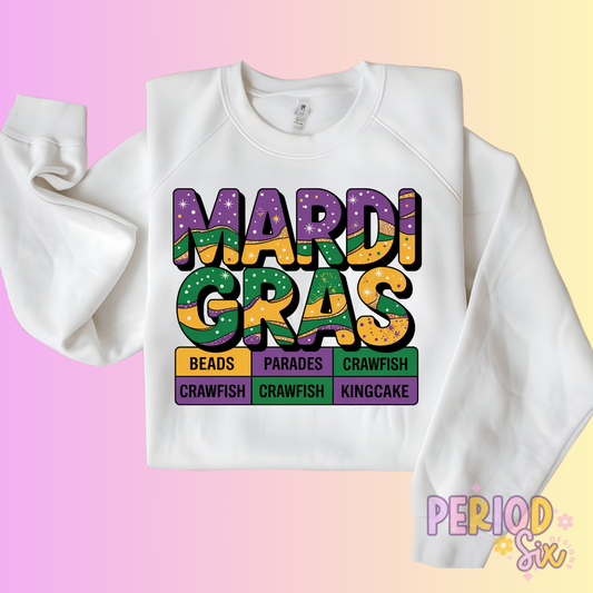 All The Mardi Gras Things Heat Transfer DTF