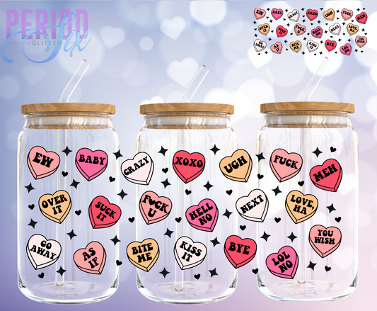 Anti-Valentines Conversation Hearts UV DTF Wrap