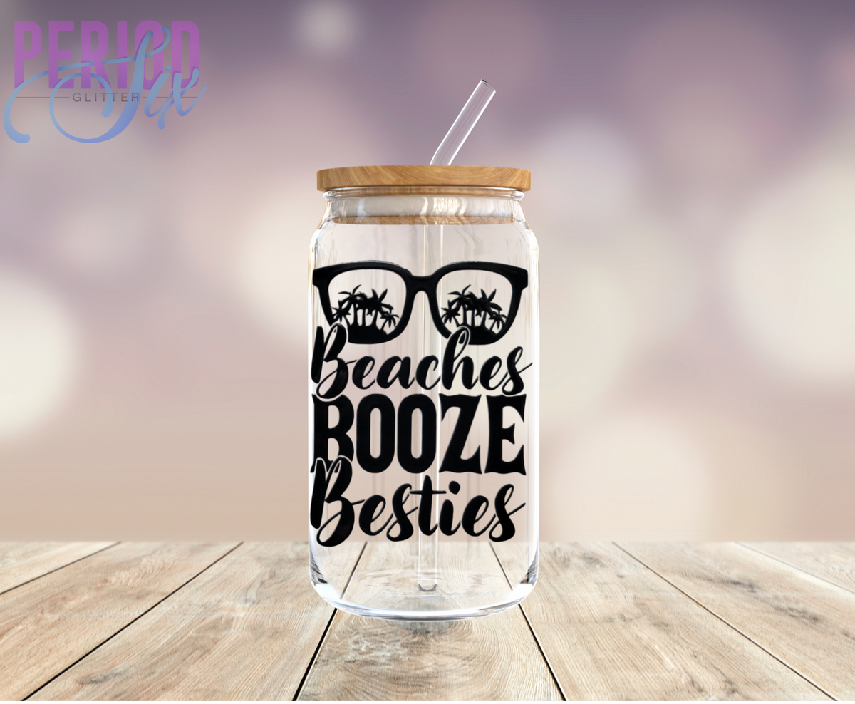 Beaches Booze Besties UV DTF Decal – Period Six Glitter