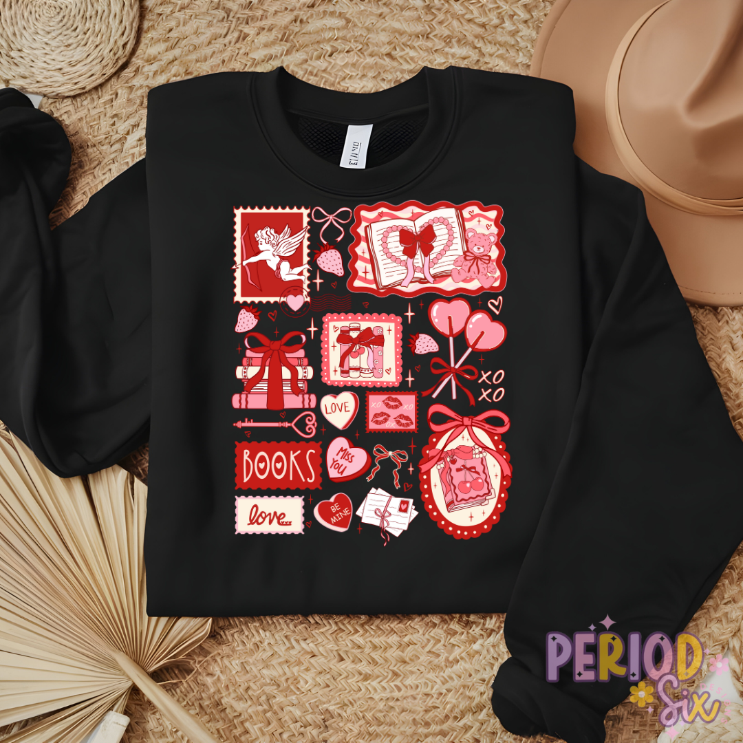 Valentines Bookish Collage Heat Transfer DTF