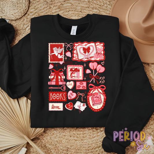 Valentines Bookish Collage Heat Transfer DTF