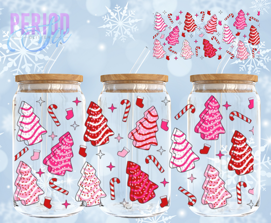 Holiday Tree Cakes (Pink and Red) UV DTF Wrap