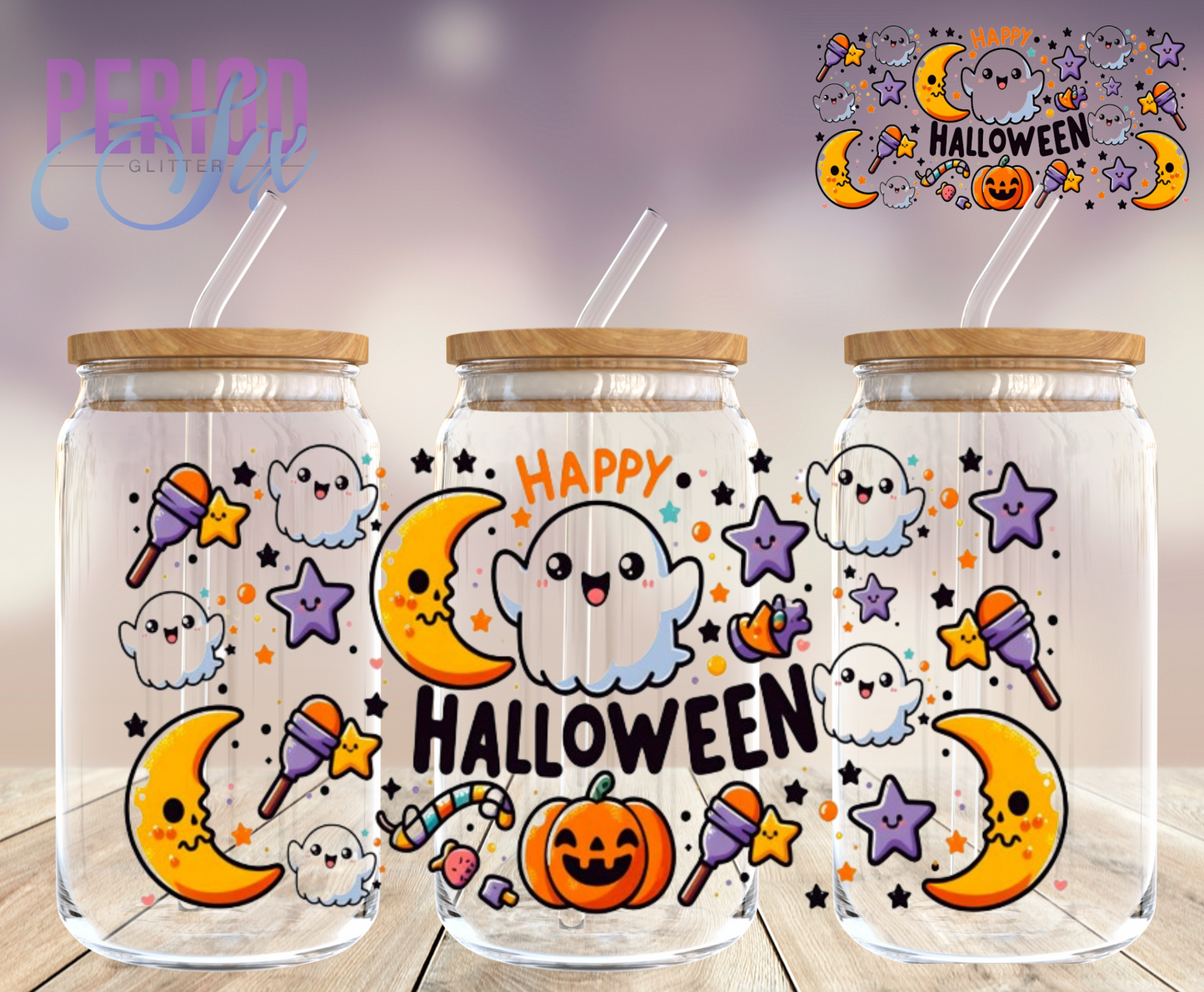 Happy Halloween (Moon & Stars) UV DTF Wrap