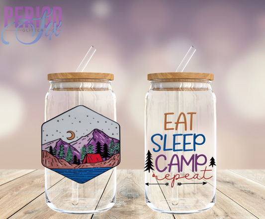 Eat Sleep Camp Repeat (Mountains) UV DTF Wrap