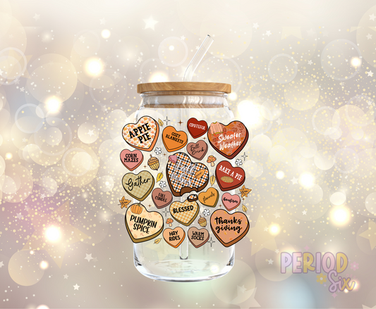 Fall Candy Hearts UV DTF Decal