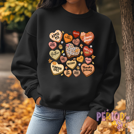 Fall Candy Hearts Heat Transfer DTF
