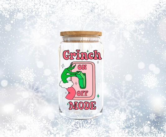 Grinch Mode Red-Pink UV DTF Decal