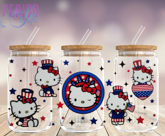 Kitty 4th of July (Americana) UV DTF Wrap