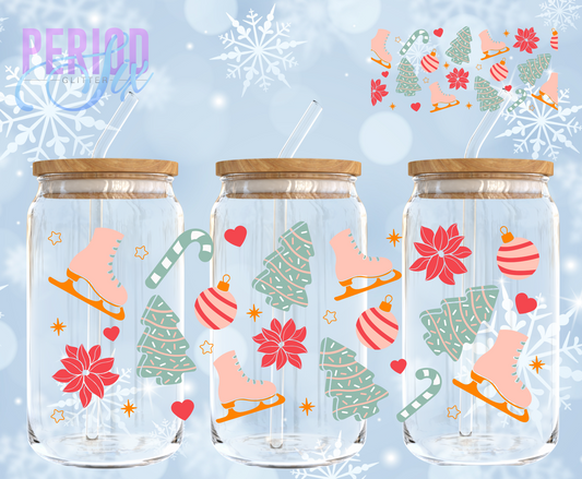 Holiday Skates and Trees UV DTF Wrap