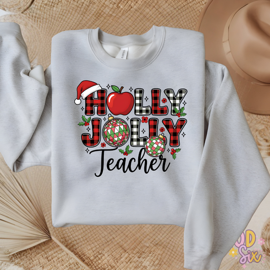 Holly Jolly Teacher Heat Transfer DTF