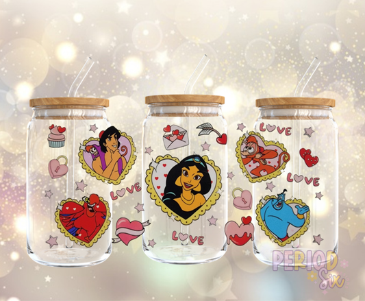 Princess Jasmine Valentines UV DTF Cup Wrap
