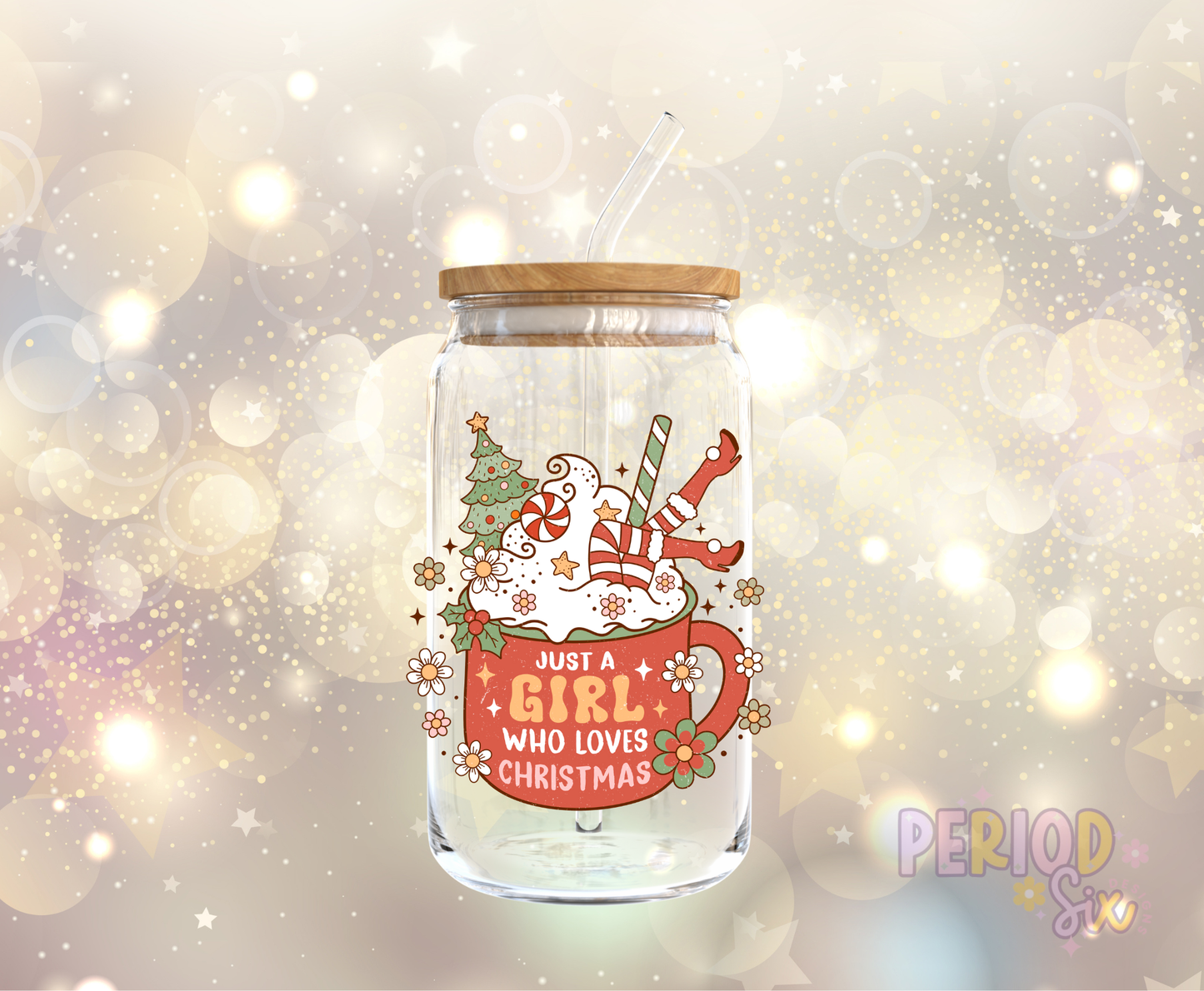 Just A Girl Who Loves Christmas UV DTF Decal