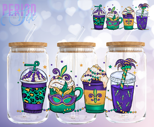 Mardi Gras Drinks UV DTF Wrap