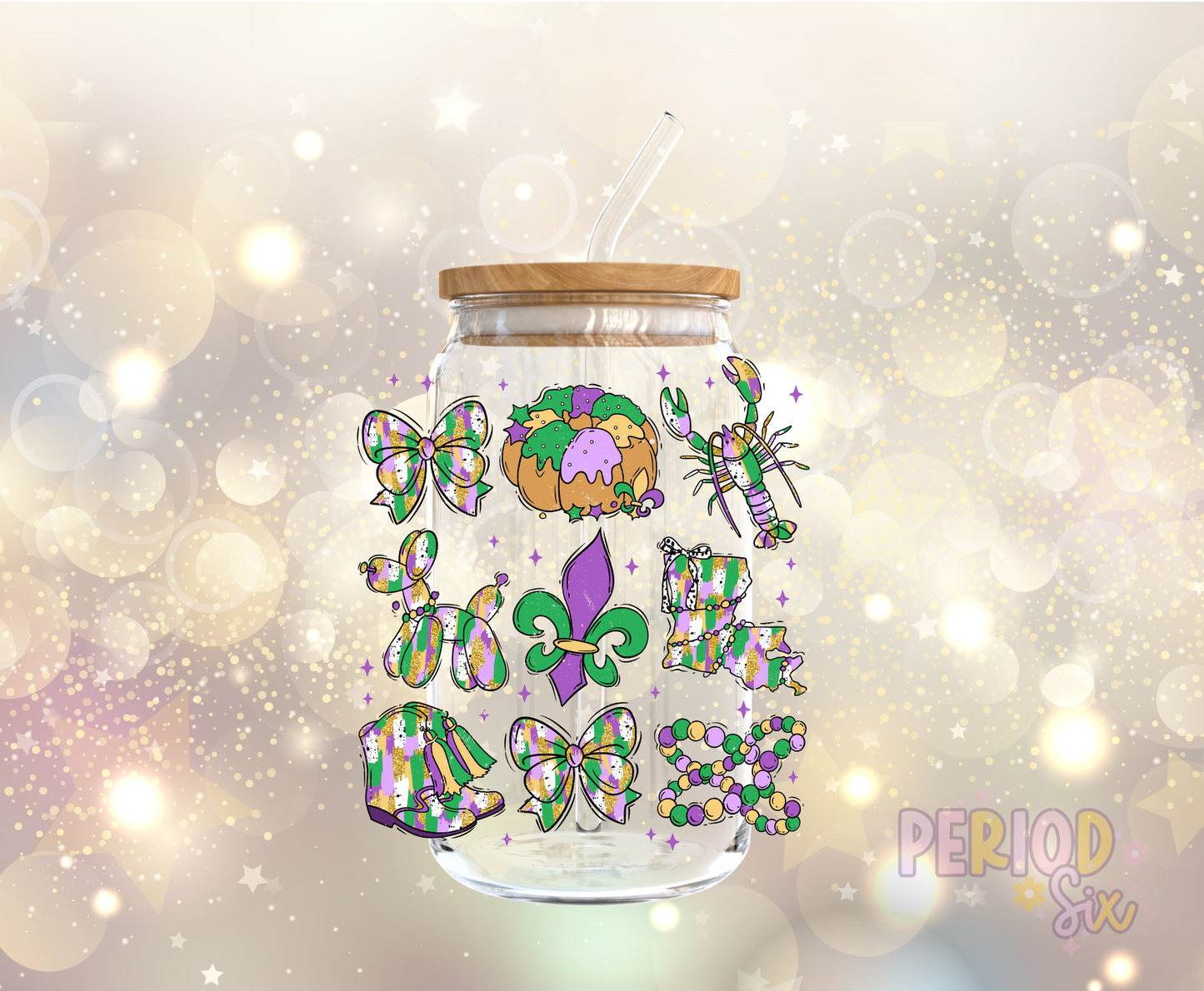 Mardi Gras Confetti Collage UV DTF Decal