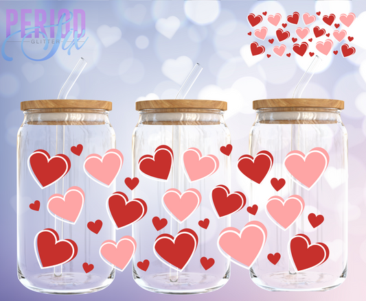 Pink, Red and White Hearts UV DTF Wrap