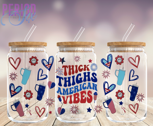 Thick Thighs American Vibes UV DTF Wrap