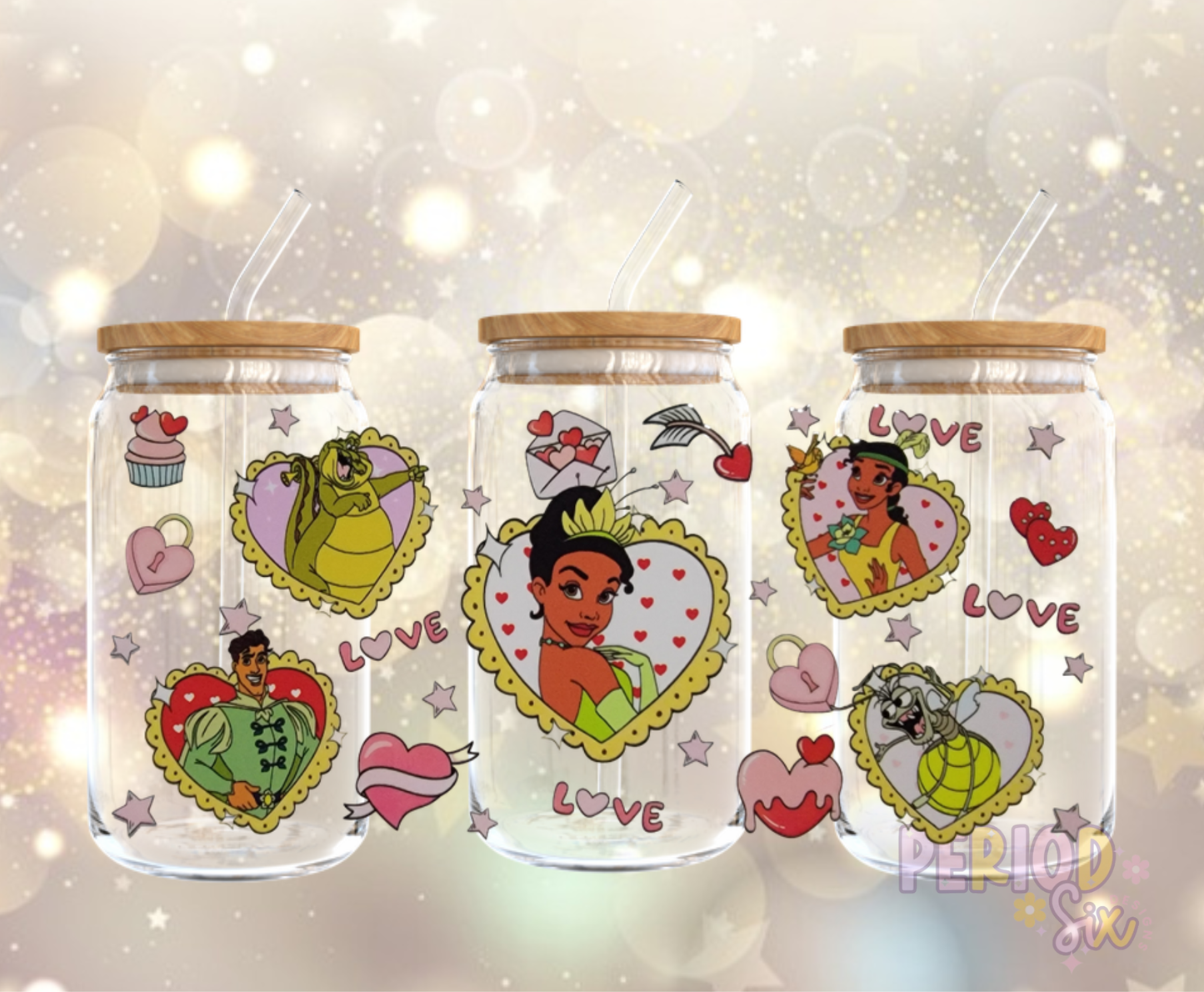 Princess Tiana Valentines UV DTF Cup Wrap